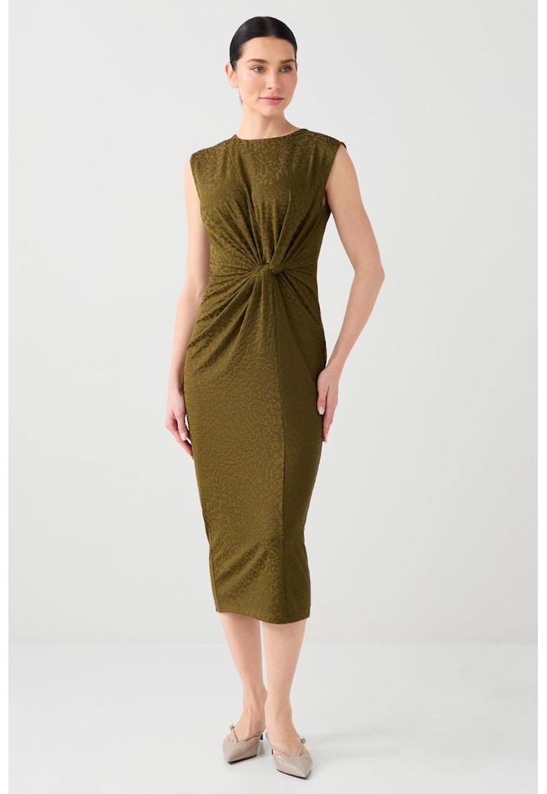 Rochie midi cu decolteu rotund - Verde masliniu