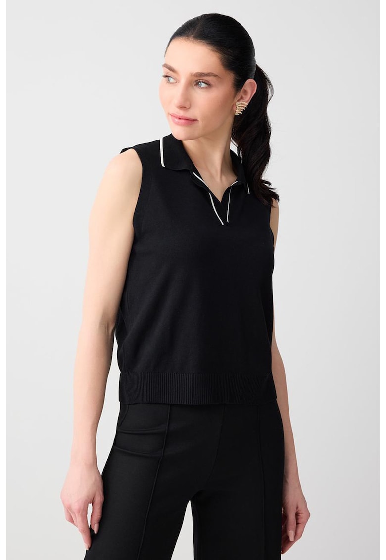 Pulover cu model uni - fara maneci - Negru