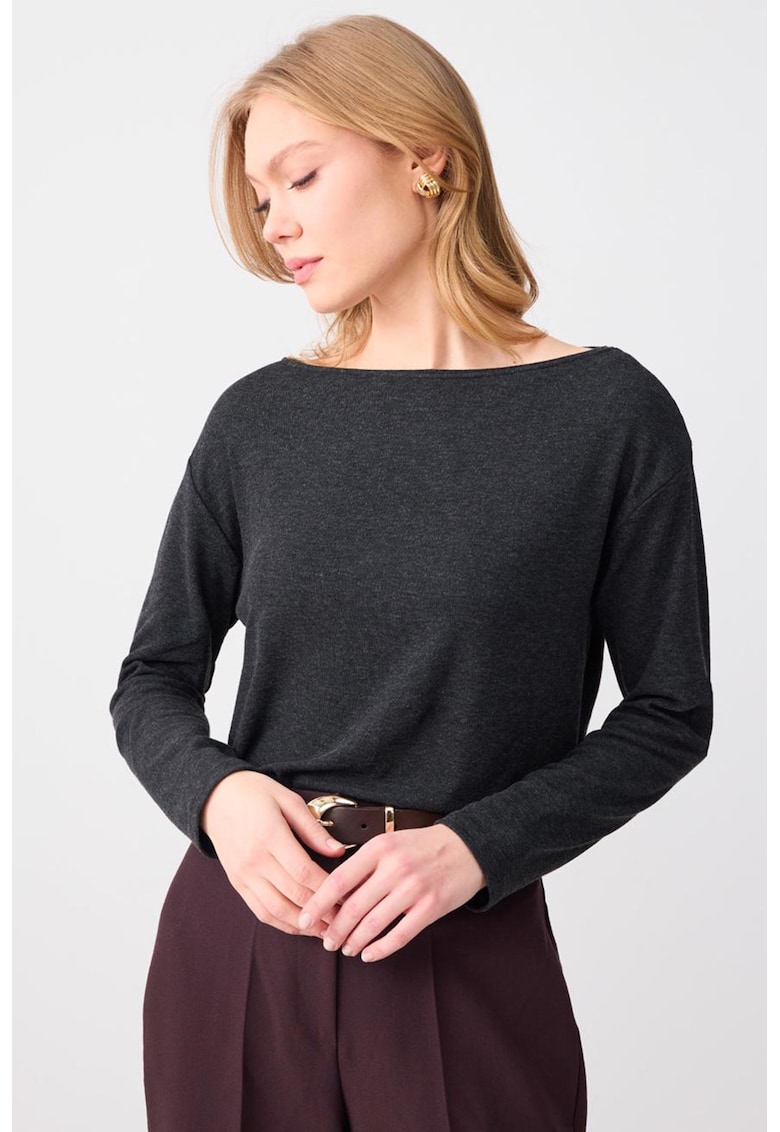 Bluza cu decolteu barcuta - Gri antracit
