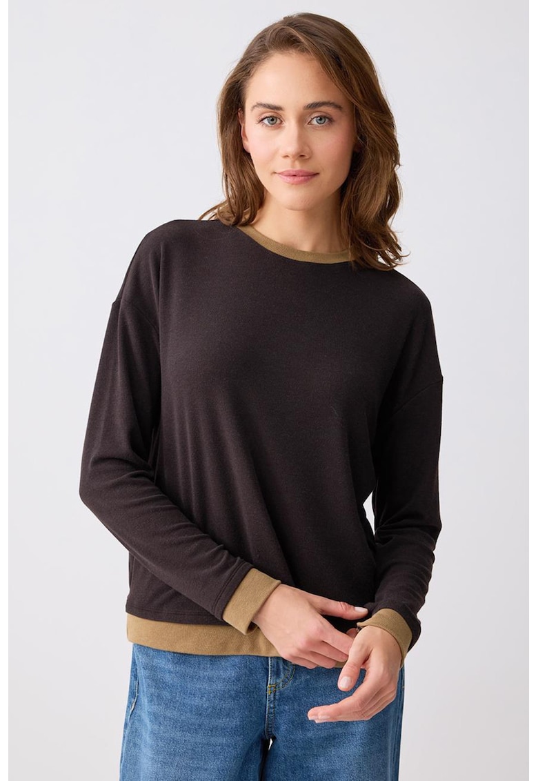 Bluza uni cu maneci cazute - Maro