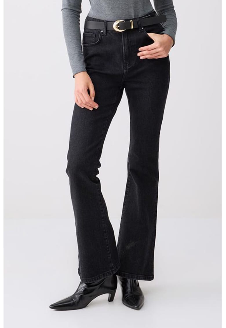 Blugi bootcut cu talie medie - Gri antracit