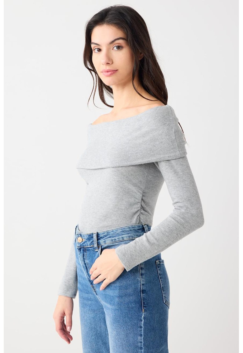 Bluza slim fit din amestec de modal cu decolteu pe umeri