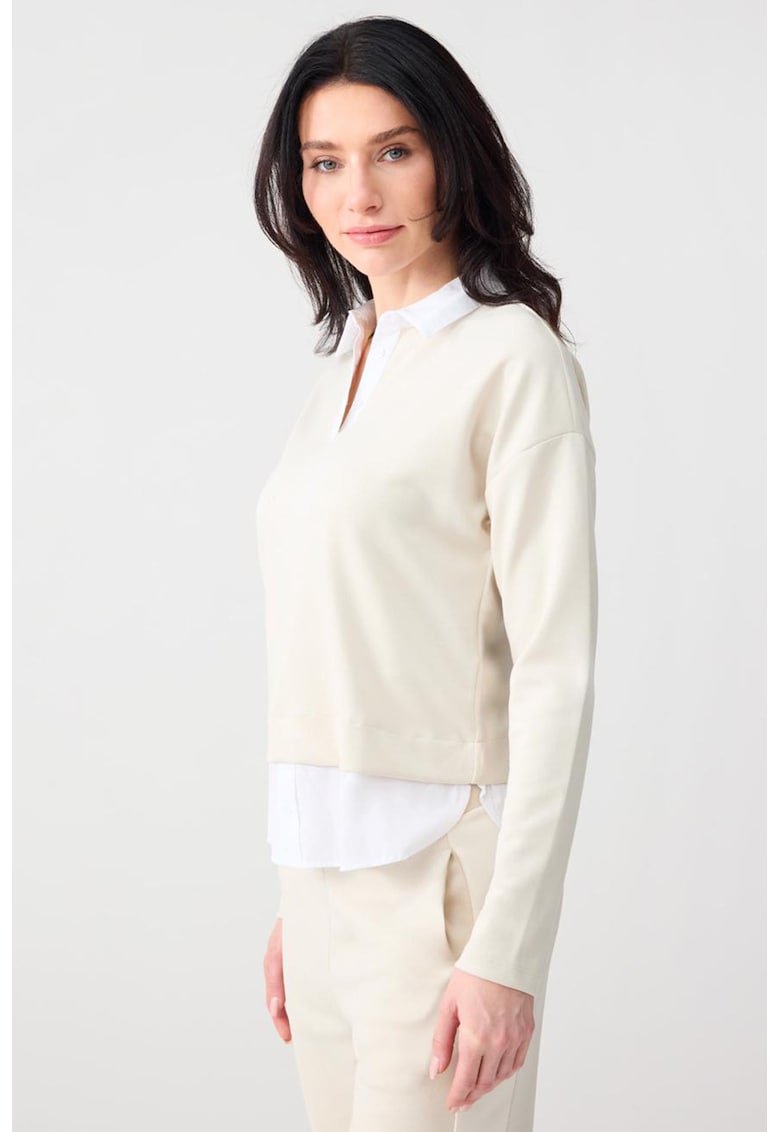 Bluza din amestec de modal cu design 2-in-1 - Maro nisip