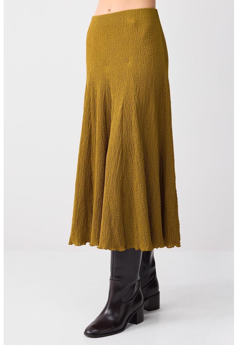 Fusta midi plisata - Verde masliniu