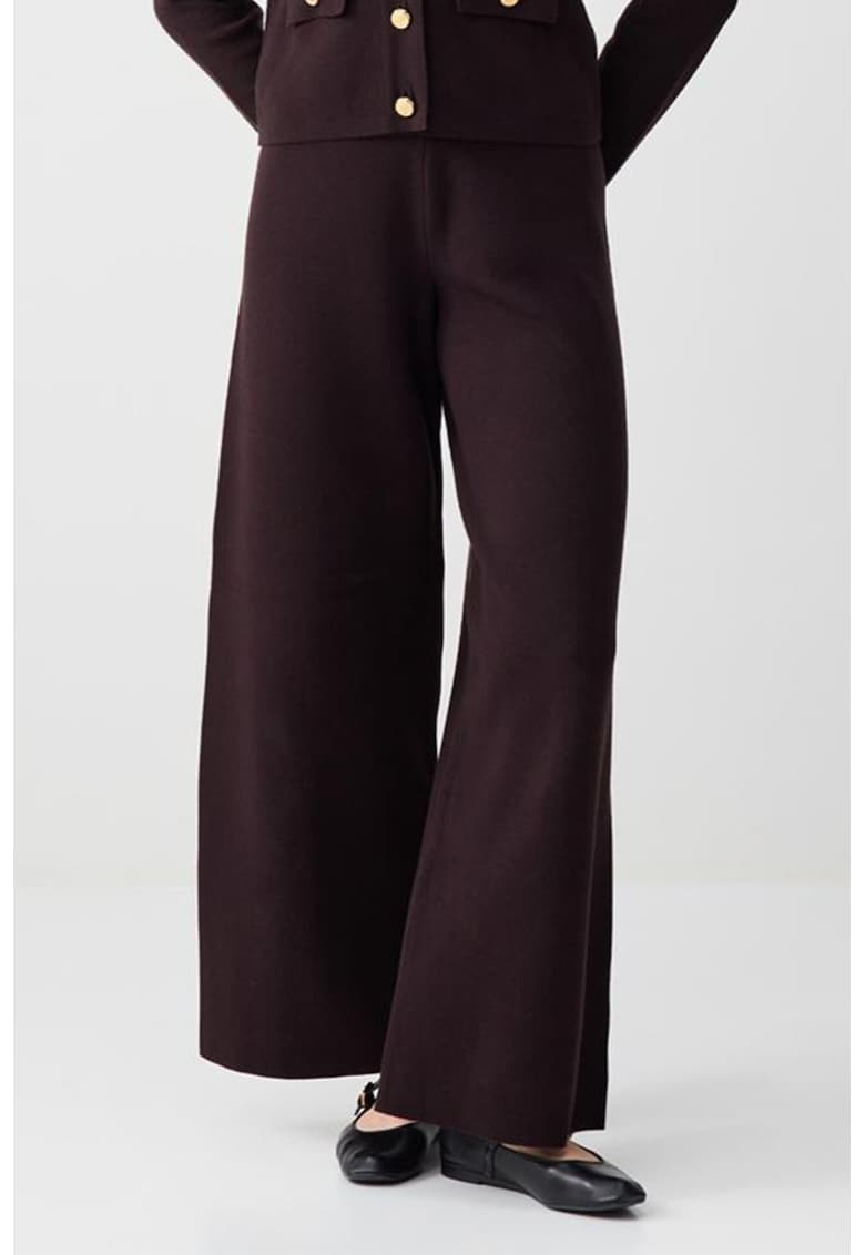 Pantaloni cu croiala ampla si talie medie - Maro cognac