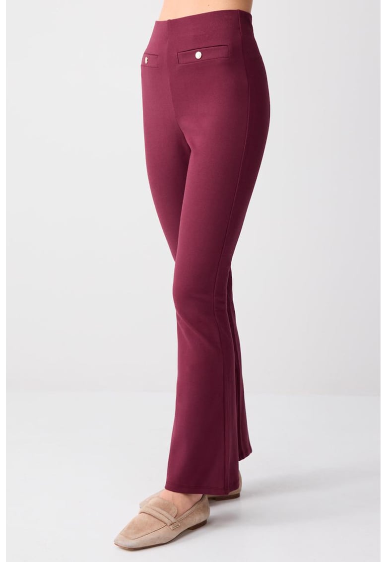 Pantaloni slim-fit cu talie inalta - Visiniu