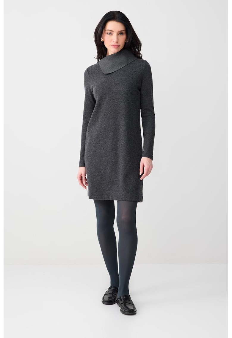 Rochie lejera cu maneci lungi - Gri inchis melange