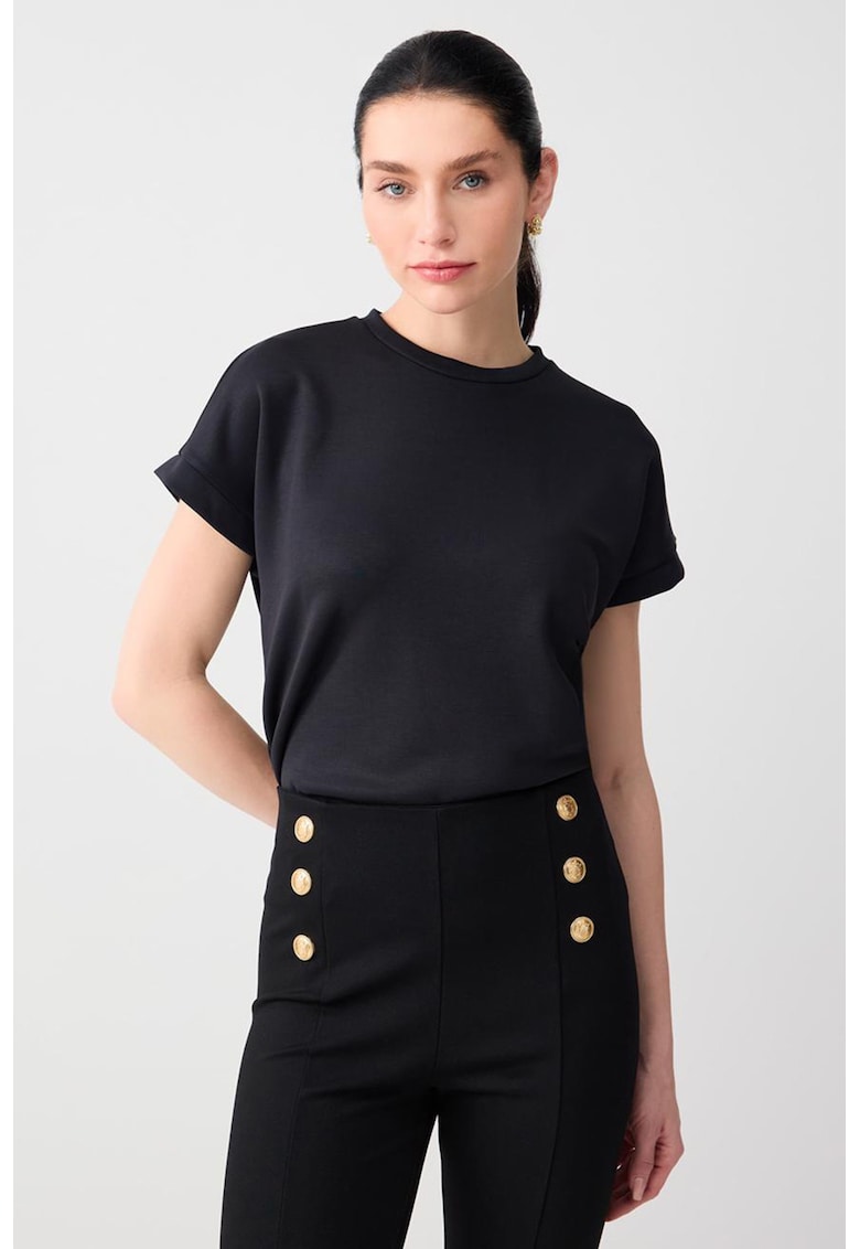 Tricou uni din amestec de modal - Negru