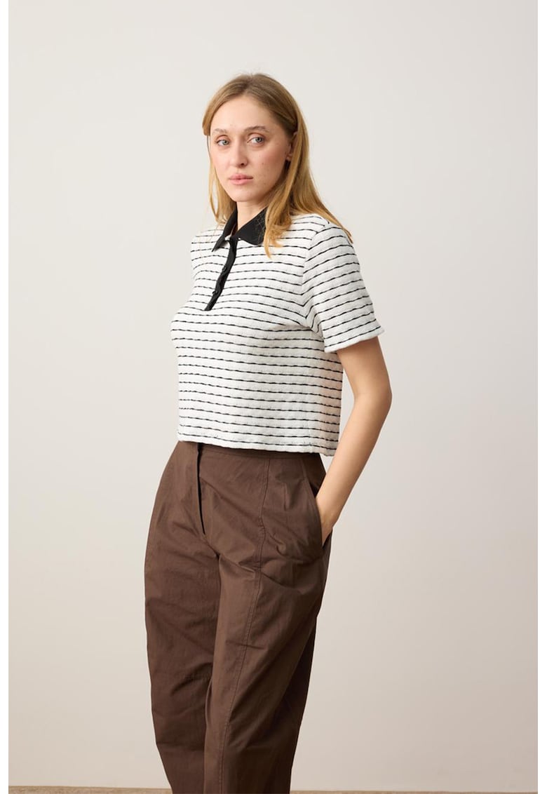 Bluza polo cu maneci scurte - Alb/Negru
