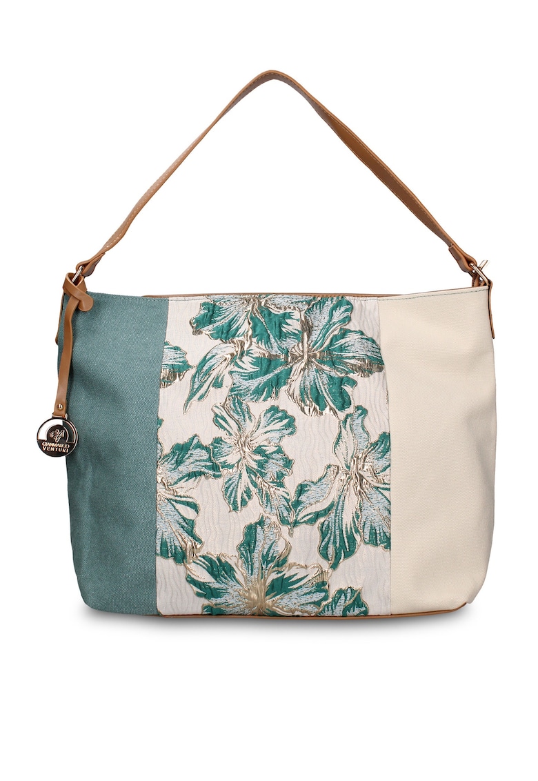 Geanta cu bareta de umar si model patchwork Alizé - Verde