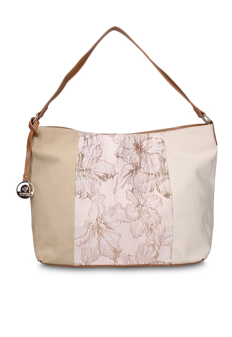 Geanta cu bareta de umar si model patchwork Alizé - Alb