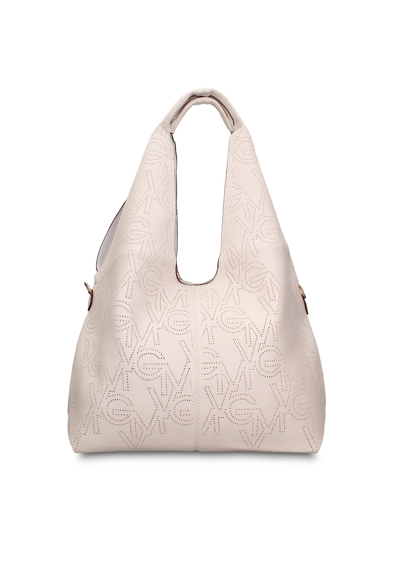 Geanta hobo de piele ecologica cu perforatii Aurelia Chic - Bej