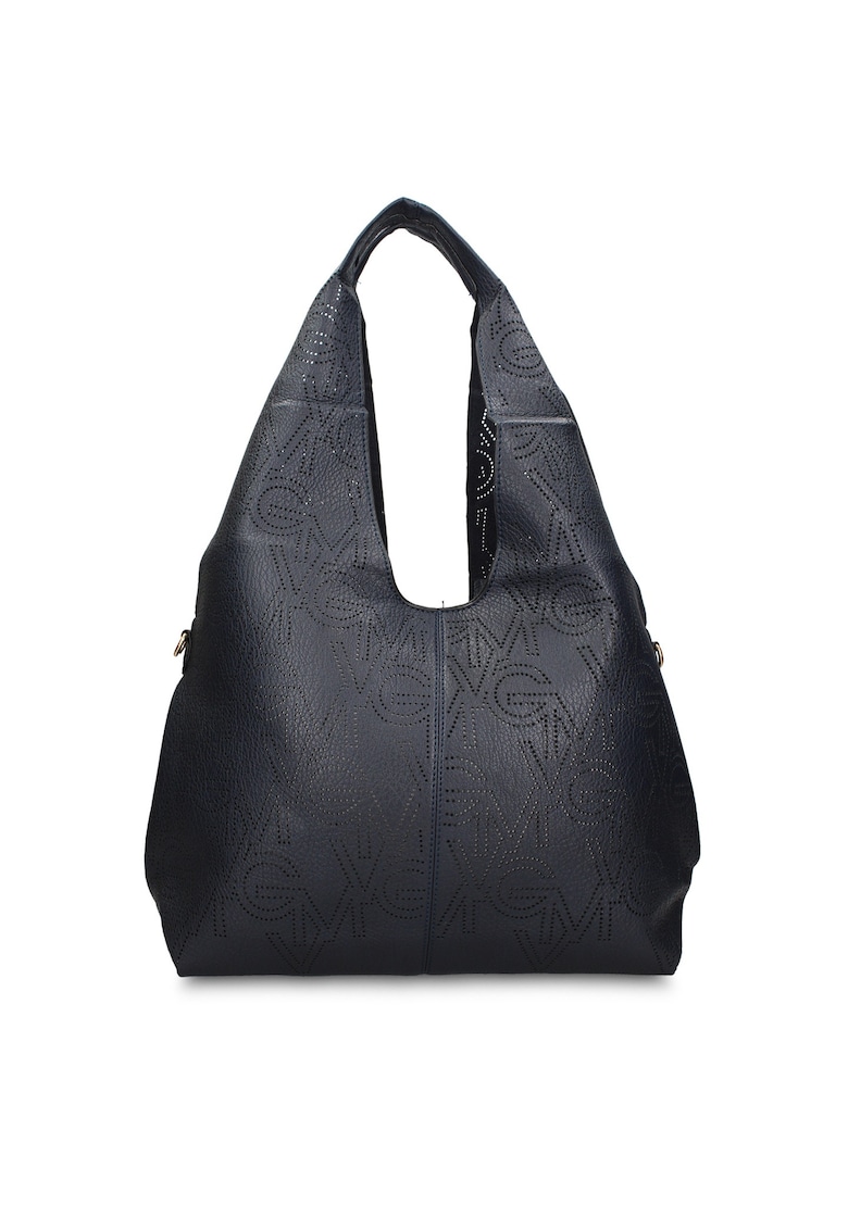 Geanta hobo de piele ecologica cu perforatii Aurelia Chic - Albastru inchis