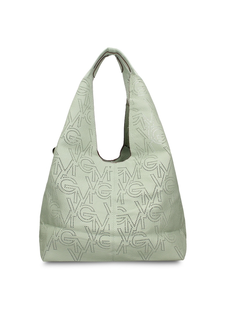Geanta hobo de piele ecologica cu perforatii Aurelia Chic - Verde
