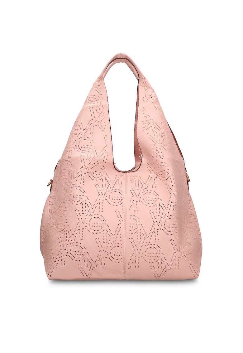 Geanta hobo de piele ecologica cu perforatii Aurelia Chic - Roz