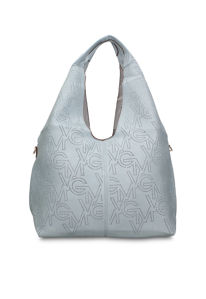 Geanta hobo de piele ecologica cu perforatii Aurelia Chic - Albastru deschis