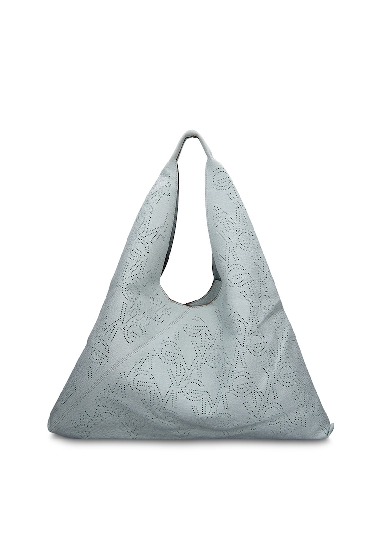 GianMarco - Geanta hobo de piele ecologica cu logo perforat Liviana Lux - Albastru deschis