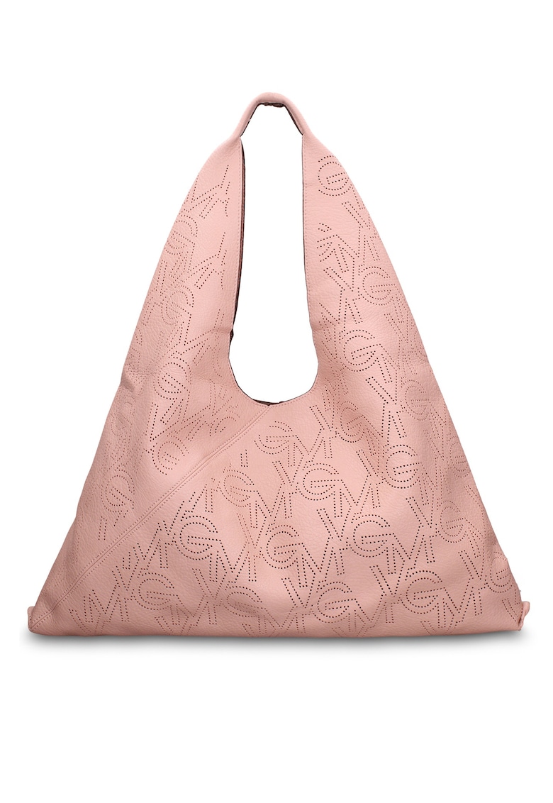 GianMarco - Geanta hobo de piele ecologica cu logo perforat Liviana Lux - Roz