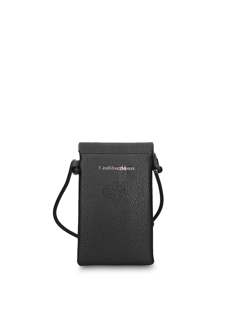 Geanta de piele ecologica cu logo pentru telefon Celestia Nova - Negru