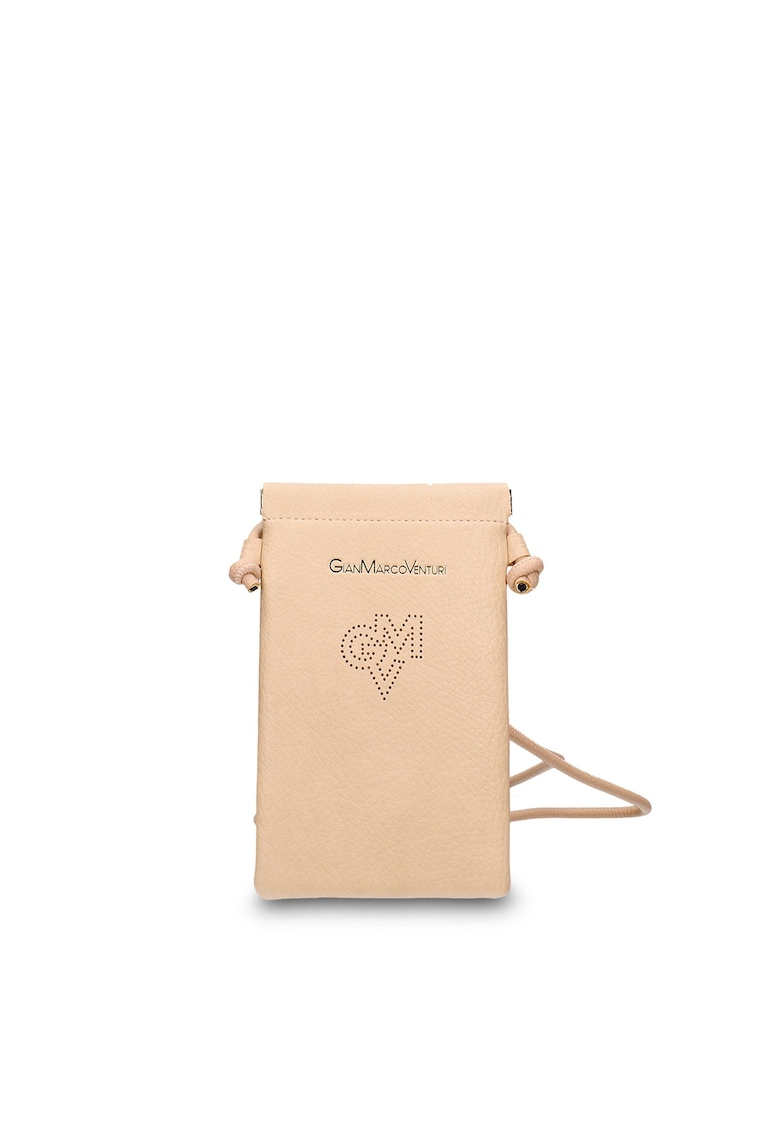 Geanta de piele ecologica cu logo pentru telefon Celestia Nova - Bej
