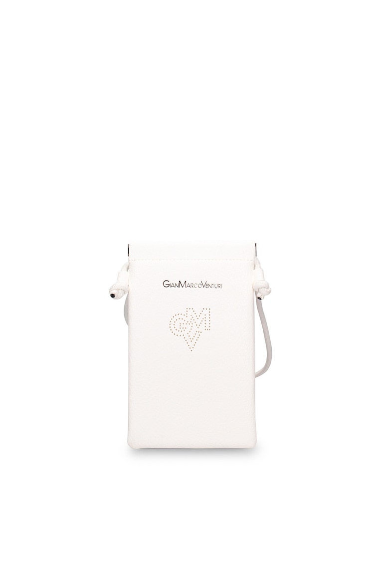 Geanta de piele ecologica cu logo pentru telefon Celestia Nova - Alb