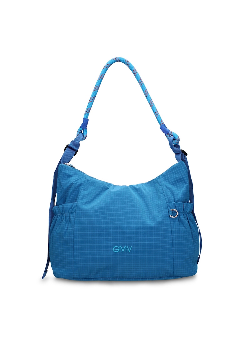 Geanta de piele ecologica cu bareta Solara Chic - Albastru