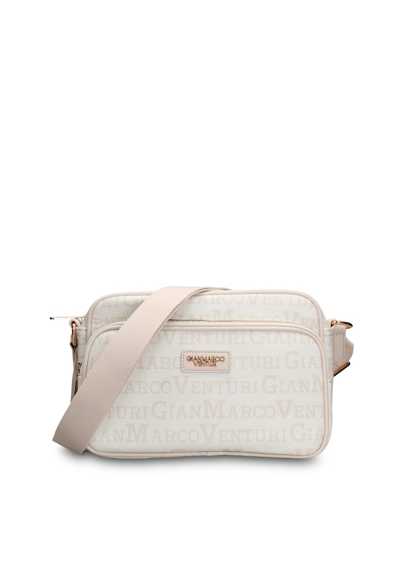 Geanta crossbody de piele ecologica cu logo Elora Pro - Bej
