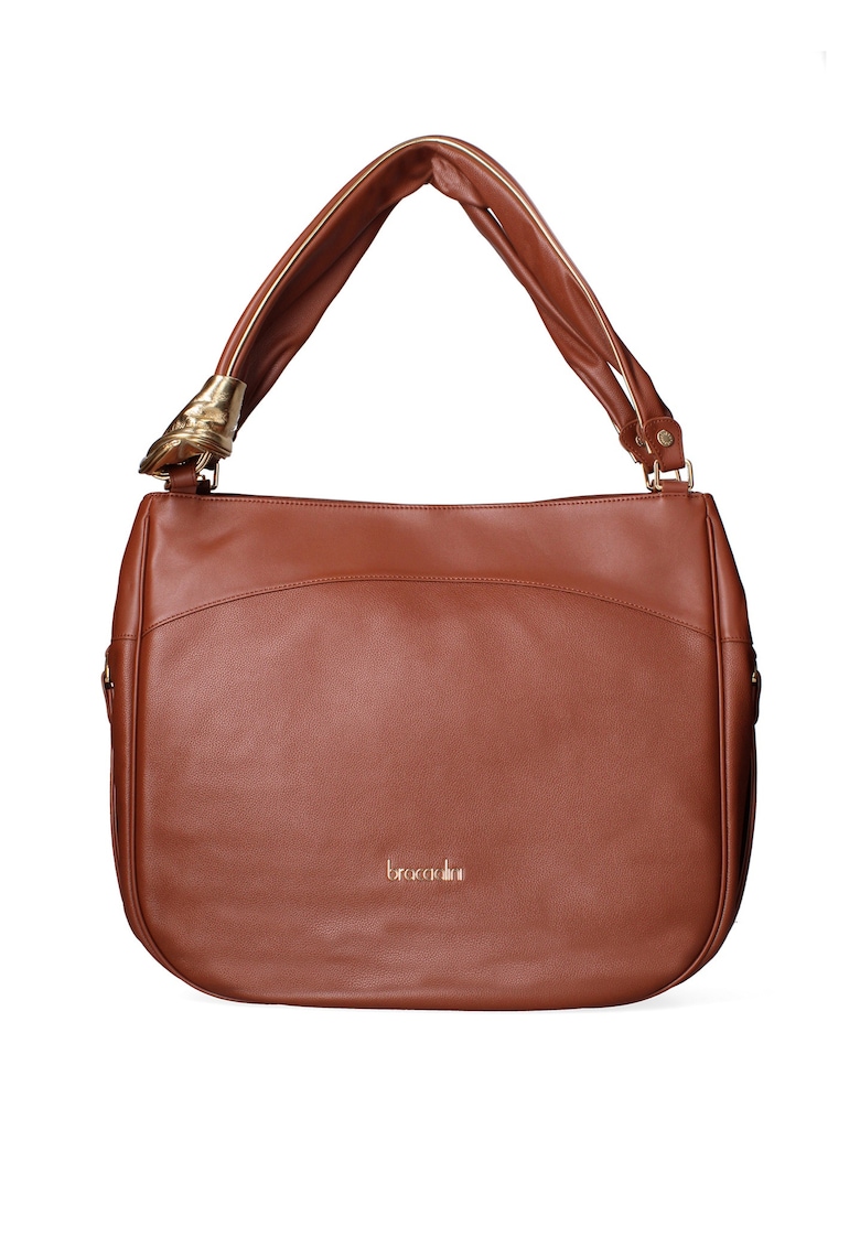 Geanta de piele cu bareta Celeste Chic - Maro