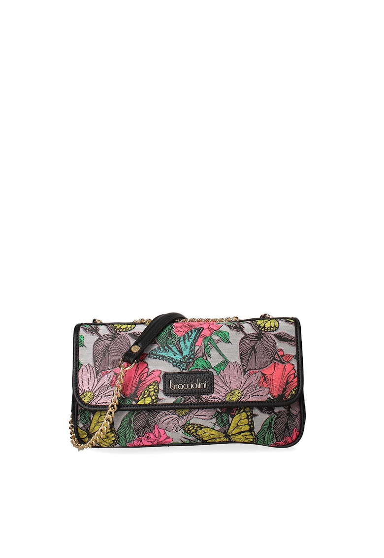 Geanta crossbody cu segmente cu model Bardonia - Gri/Galben/Portocaliu