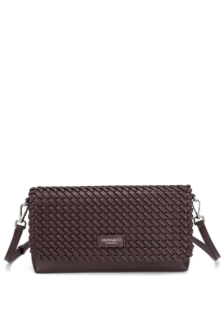 Geanta crossbody de piele ecologica cu aspect texturat Eirwen - Maro inchis