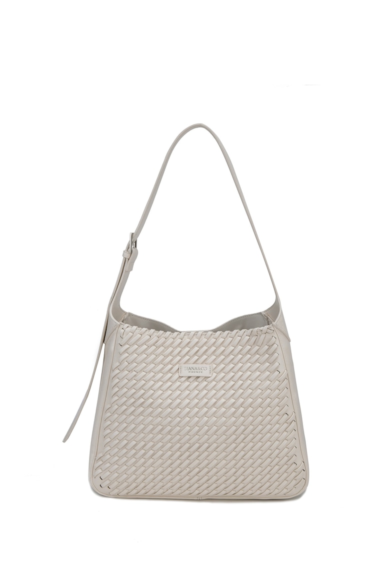 Geanta hobo de piele ecologica cu aspect tesut Étoile - Bej