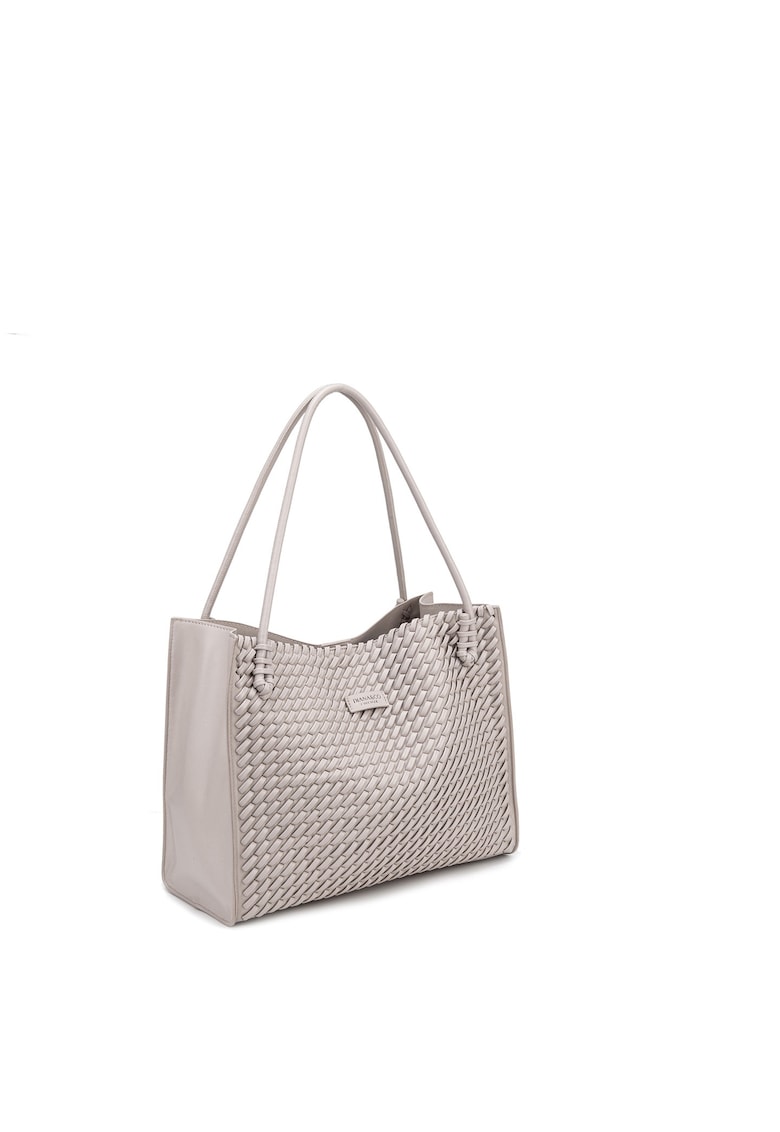 Geanta de piele ecologica cu bareta si aspect tesut Silvana Elite