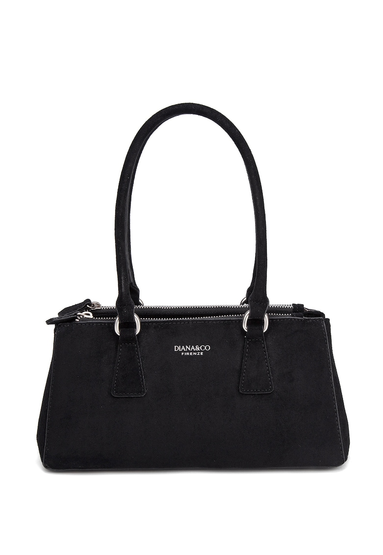 Geanta de piele intoarsa sintetica cu maner Lumina Pro - Negru