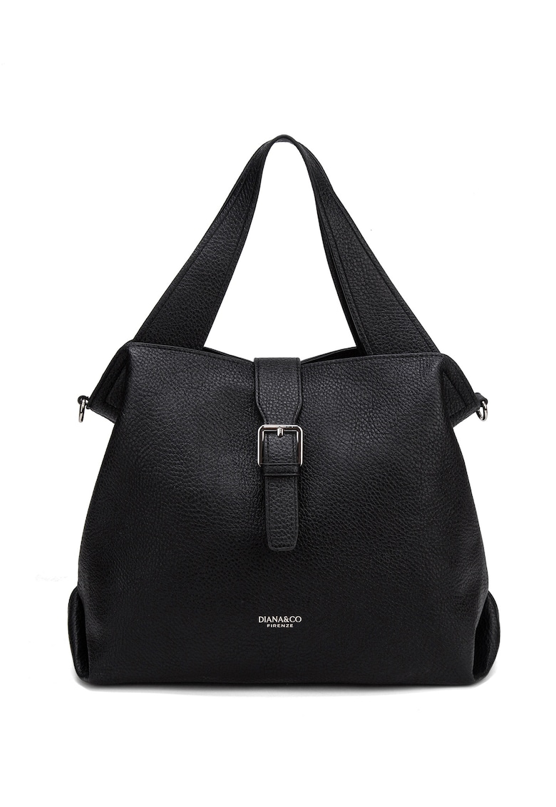 Geanta de piele ecologica cu bareta de umar detasabila Cerelia Pro - Negru