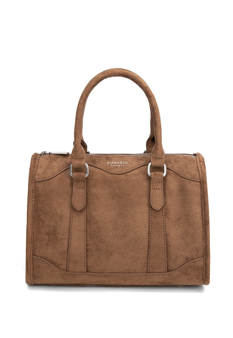Geanta din piele intoarsa sintetica cu maner Erisia Prime - Maro taupe