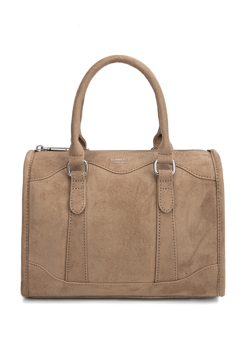 Geanta din piele intoarsa sintetica cu maner Erisia Prime - Maro nisip