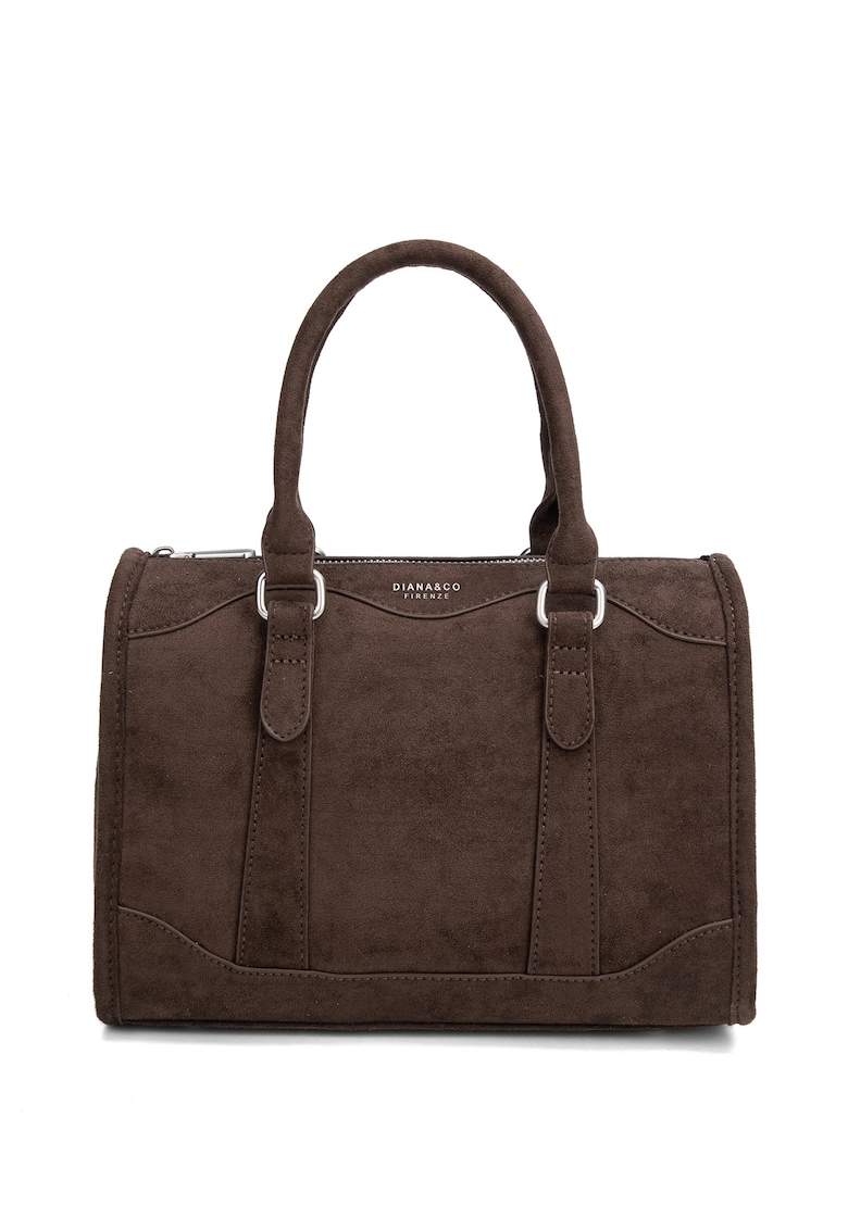 Geanta din piele intoarsa sintetica cu maner Erisia Prime - Maro inchis