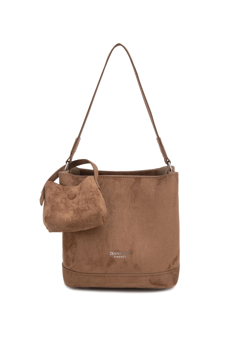 Geanta din piele ecologica cu bareta de umar si etui detasabil Novara Elite - Maro