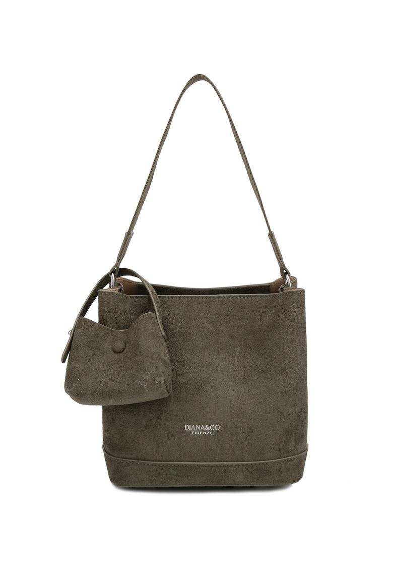 Geanta din piele ecologica cu bareta de umar si etui detasabil Novara Elite - Verde inchis