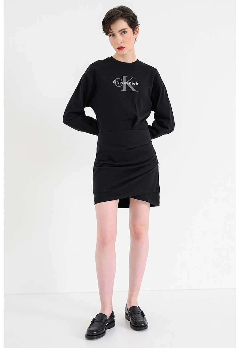 Rochie mini cu aspect 2in1 - Negru/Gri inchis