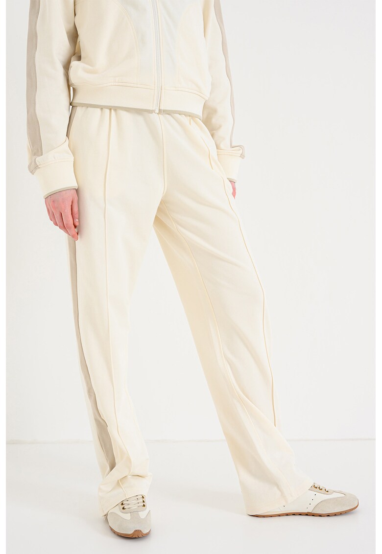 Pantaloni relaxed fit de trening cu terminatii cu fermoar - Grej/Bej deschis