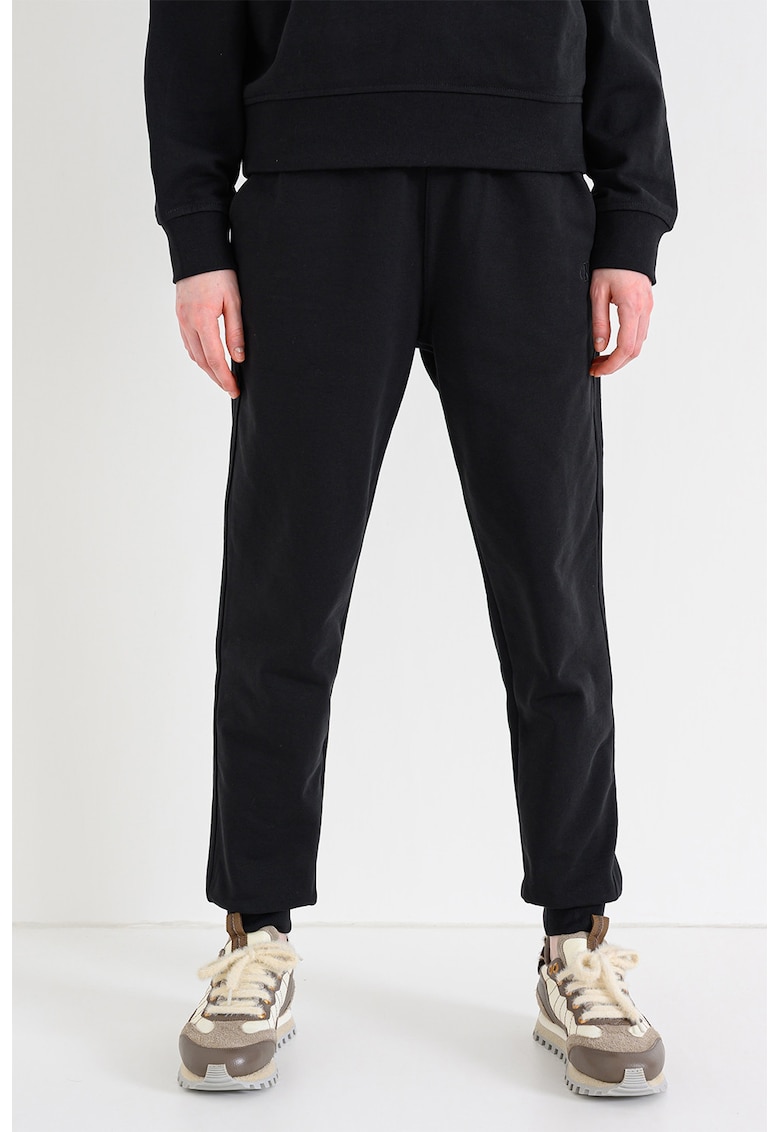 Pantaloni de trening din amestec de bumbac cu snur de ajustare in talie - Negru