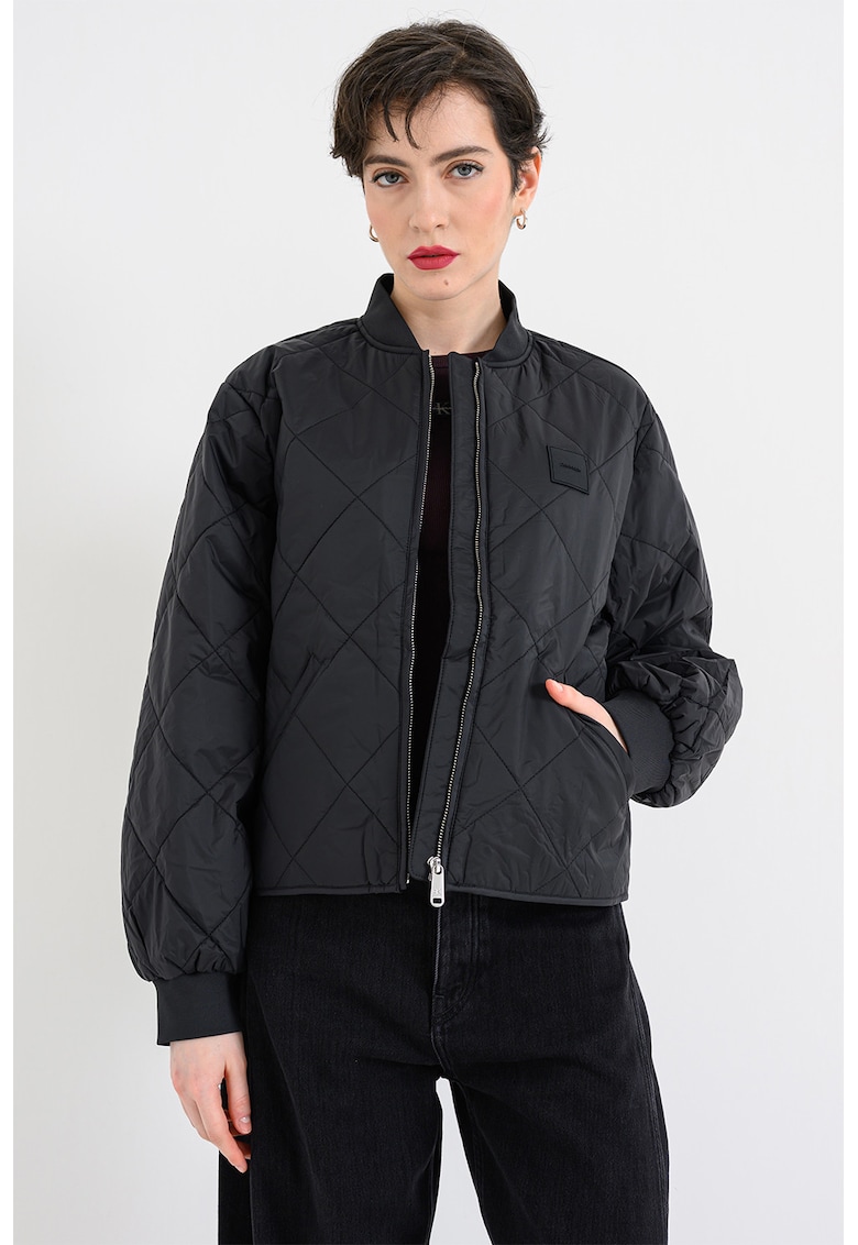 Jacheta matlasata cu fermoar - Negru