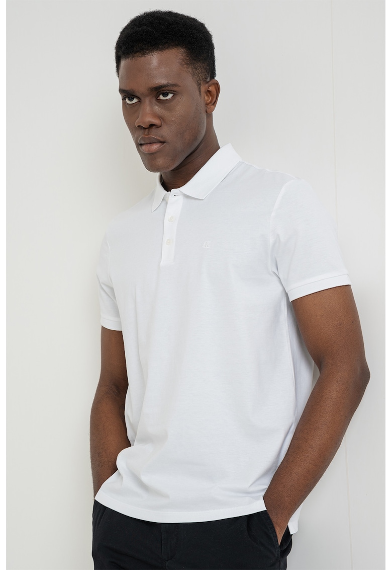 Tricou polo de bumbac - Alb optic