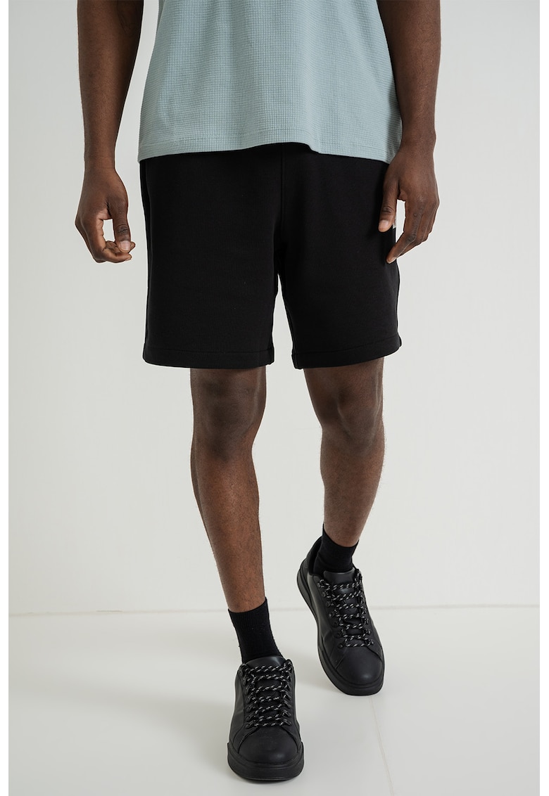 Pantaloni de trening din bumbac cu talie elastica - Negru