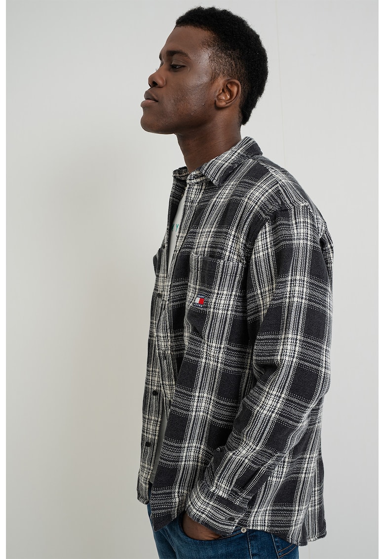 Camasa relaxed fit in carouri - Alb/Negru stins