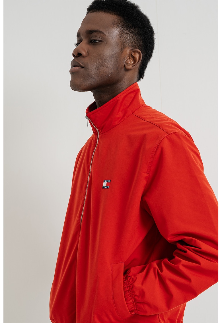 Jacheta cu fermoar si logo pe piept - Portocaliu mandarina