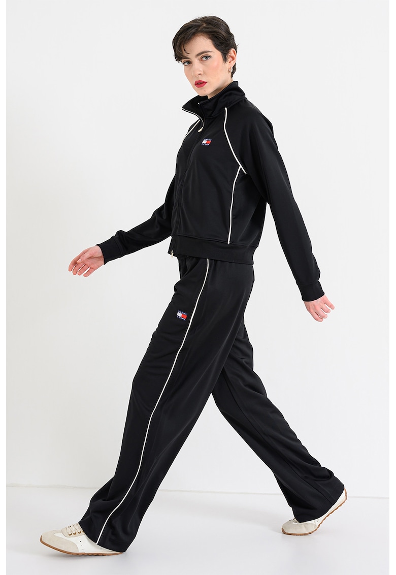 Bluza de trening cu fermoar si logo - Alb/Negru