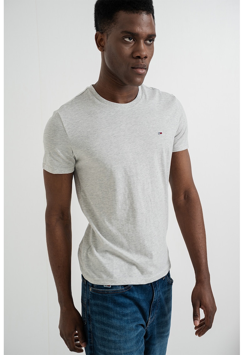 Tricou slim fit - Gri deschis melange