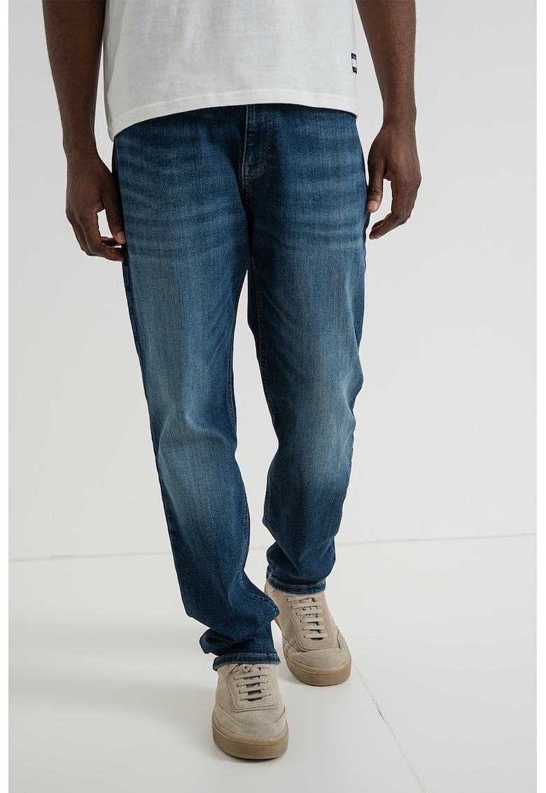 Blugi relaxed fit cu nasturi - Albastru inchis